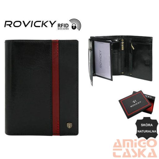Férfi Bőr Pénztárca N575-Rvtp-3074 Black-Red