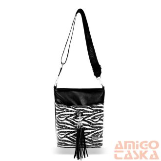 Zellia Női Oldaltáska 24063 Fekete - Lakk Zebra Minta -