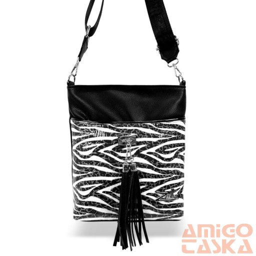 Zellia Női Oldaltáska 24063 Fekete - Lakk Zebra Minta -