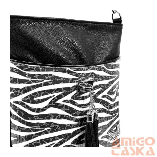 Zellia Női Oldaltáska 24063 Fekete - Lakk Zebra Minta -