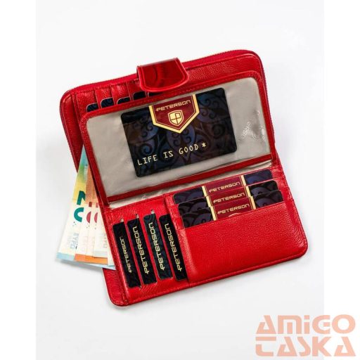 Peterson Női Bőr Pénztárca Ptn 76116-Cb-8744 Red