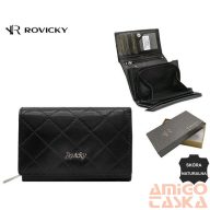   Női Bőr Pénztárca R-Rd-02 Fekete - Steppelt - Kicsi Méret -