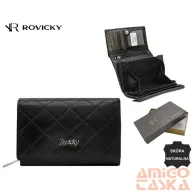   Női Bőr Pénztárca R-Rd-02 Fekete - Steppelt - Kicsi Méret -