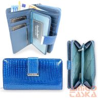   Jennifer Jones Női Bőr Pénztárca 5280-2 Kék Lakk - Közepes Méret