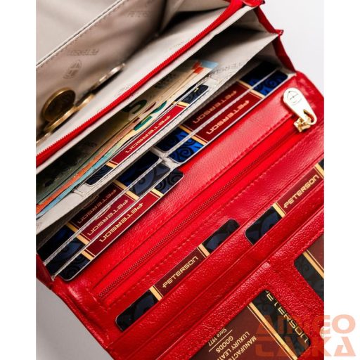 Peterson Női Bőr Pénztárca 421077-Saf-7228 Red - Piros