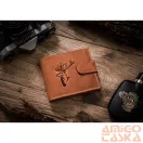 Férfi Bőr Pénztárca - Mintás -   N992L-Chm-Deer-7599  - Szarvas Minta - Világos Barna - Cognac
