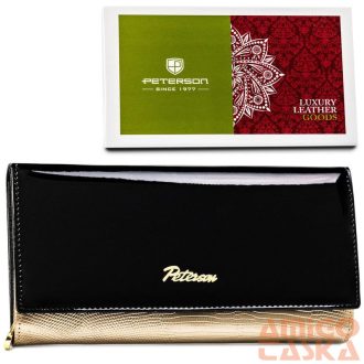   Peterson Női Bőr Pénztárca Ptn Lj-42106-0681 Black-Gold - Fekete-Arany