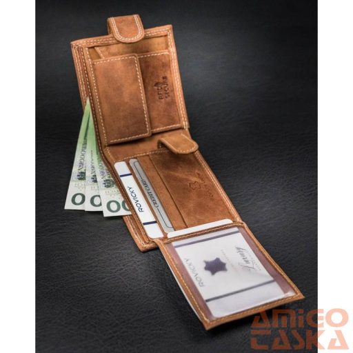 Férfi Bőr Pénztárca N0035L-Chm Cognac