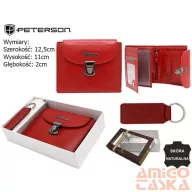   Peterson női pénztárca ajándékszett PTN SET-D-19-KCS – piros