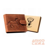   Férfi Bőr Pénztárca - Mintás - N992L-Chm-Horse-7636 - Ló Minta - Világos Barna - Cognac