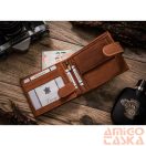 Férfi Bőr Pénztárca - Mintás - N992L-Chm-Horse-7636 - Ló Minta - Világos Barna - Cognac