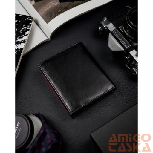 Férfi Bőr Pénztárca 1552-03-Bor-1348 Black-Red