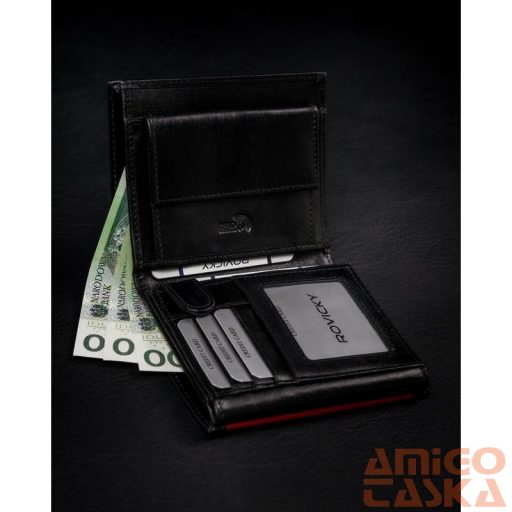 Férfi Bőr Pénztárca 1552-03-Bor-1348 Black-Red