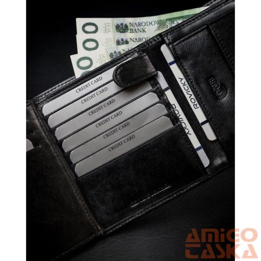 Férfi Bőr Pénztárca 1552-03-Bor-1348 Black-Red