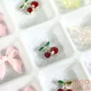 Körömdíszítő - 3D Körömdísz Készlet – G20269 Rózsaszín Masnik, Cseresznyék és Pillangók