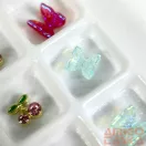 Körömdíszítő - 3D Körömdísz Készlet – G20269 Fehér Masnik, Rózsaarany Cseresznyék és Pillangók