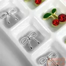 Körömdíszítő - 3D Körömdísz Készlet – G20271 Ezüst Masnik, Piros Cseresznyék és Rózsaszín Masnik