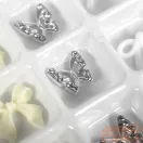 Körömdíszítő - 3D Körömdísz Készlet – G20273 Krém Masnik, Ezüst Pillangók és Fehér Masnik