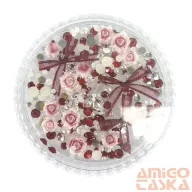   Körömdíszítő Box - G20284 - Piros Mix – Kristály, Gyöngyök És 3D Rózsák