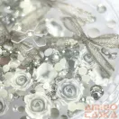 Körömdíszítő Box - G20284 - Ezüst Mix – Kristály, Gyöngyök És 3D Rózsák