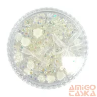   Körömdíszítő Box - G20284 - Gyöngyház Mix – Kristály, Gyöngyök És 3D Rózsák