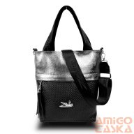   Zellia Női Válltáska/Kézitáska 21020 Fekete-Ezüst - Rombus-Bari -
