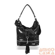 Zellia Női Válltáska 24021 Fekete Lakk - Krokkó -