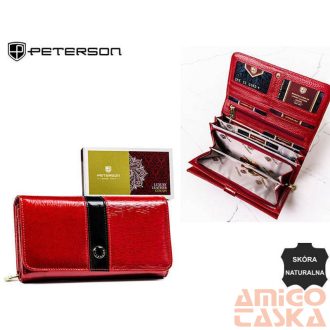 Peterson Női Bőr Pénztárca Ptn 421077-Sh-9923 Red+Black