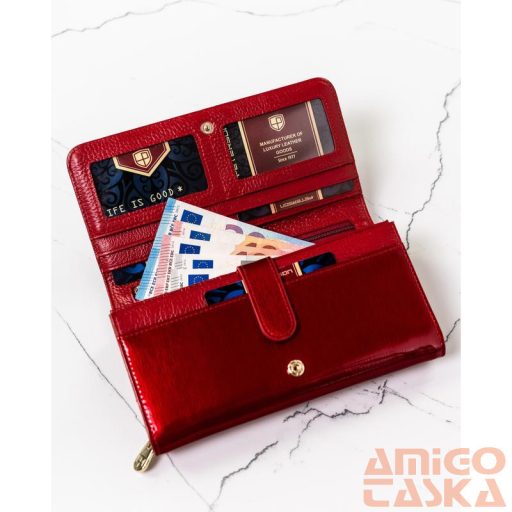 Peterson Női Bőr Pénztárca Ptn 421077-Sh-9923 Red+Black