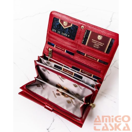 Peterson Női Bőr Pénztárca Ptn 421077-Sh-9923 Red+Black