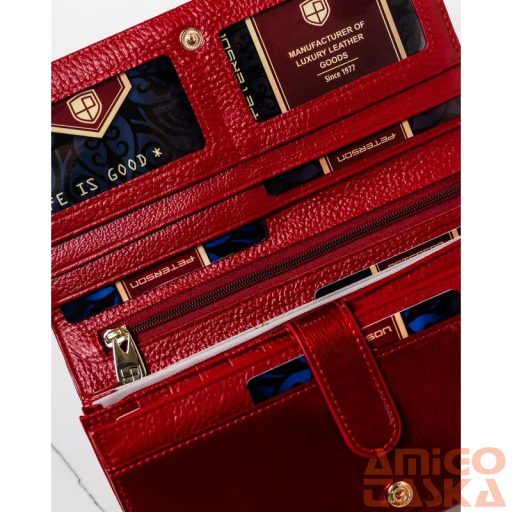 Peterson Női Bőr Pénztárca Ptn 421077-Sh-9923 Red+Black