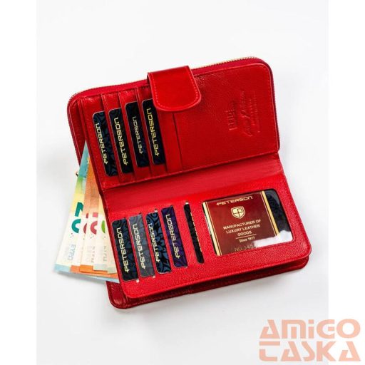 Peterson Női Bőr Pénztárca Ptn 76116-Saf-8607 Red - Piros