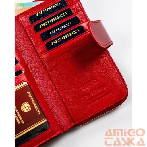 Peterson Női Bőr Pénztárca Ptn 76116-Saf-8607 Red - Piros