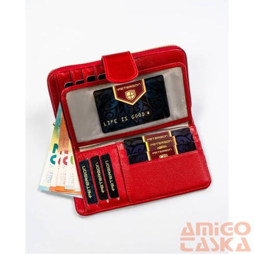 Peterson Női Bőr Pénztárca Ptn 76116-Saf-8607 Red - Piros