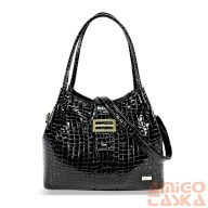 Zellia Női Válltáska Zvn24008 Fekete Lakk - Krokkó -