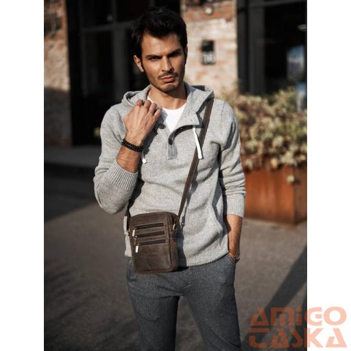 Férfi Bőr Oldaltáska 250-Mh-6388 Brown