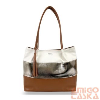 Zellia Női Válltáska P3 Barna-Arany-Beige