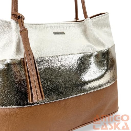 Zellia Női Válltáska P3 Barna-Arany-Beige