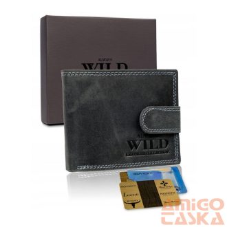   Férfi Bőr Pénztárca N0035L-Chm Fekete-Rfid Védelemmel-Kicsi Méret