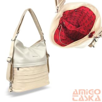   Zellia Női Válltáska/Hátizsáká Alakítható Hz-111 Beige-Arany - Y678 -