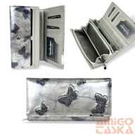   Jennifer Jones Női Bőr Pénztárca 5288-14 Ezüst Lakk - Nagy Méret - Pillangós