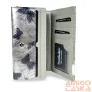 Jennifer Jones Női Bőr Pénztárca 5288-14 Ezüst Lakk - Nagy Méret - Pillangós