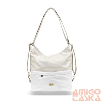   Zellia Női Válltáska/Hátizsáká Alakítható Zlb275 Beige-Fehér - Shiny -