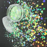 Körömdíszítő - Flakes - Rainbow - Green