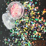Körömdíszítő - Flakes - Rainbow - Red