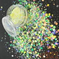 Körömdíszítő - Flakes - Rainbow - Light Yellow