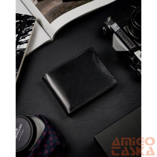 Férfi Bőr Pénztárca 1544-03-Bor-1324 Black-Black