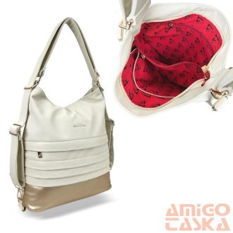   Zellia Női Válltáska/Hátizsáká Alakítható Hz-111 Beige-Pezsgő Arany - D217 -