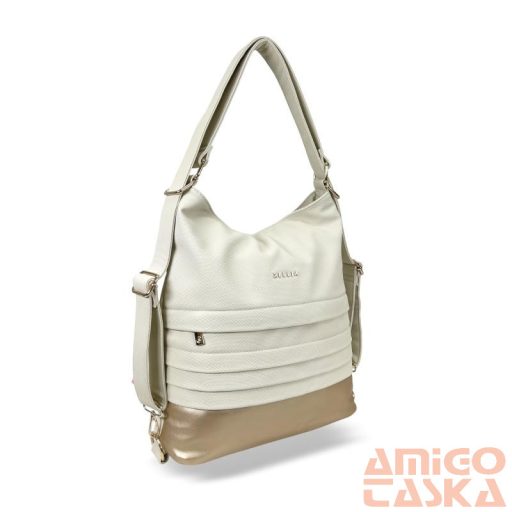 Zellia Női Válltáska/Hátizsáká Alakítható Hz-111 Beige-Pezsgő Arany - D217 -