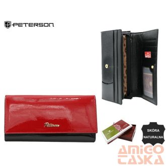Peterson Női Bőr Pénztárca Ptn 1N-409-6709 Black-Red
